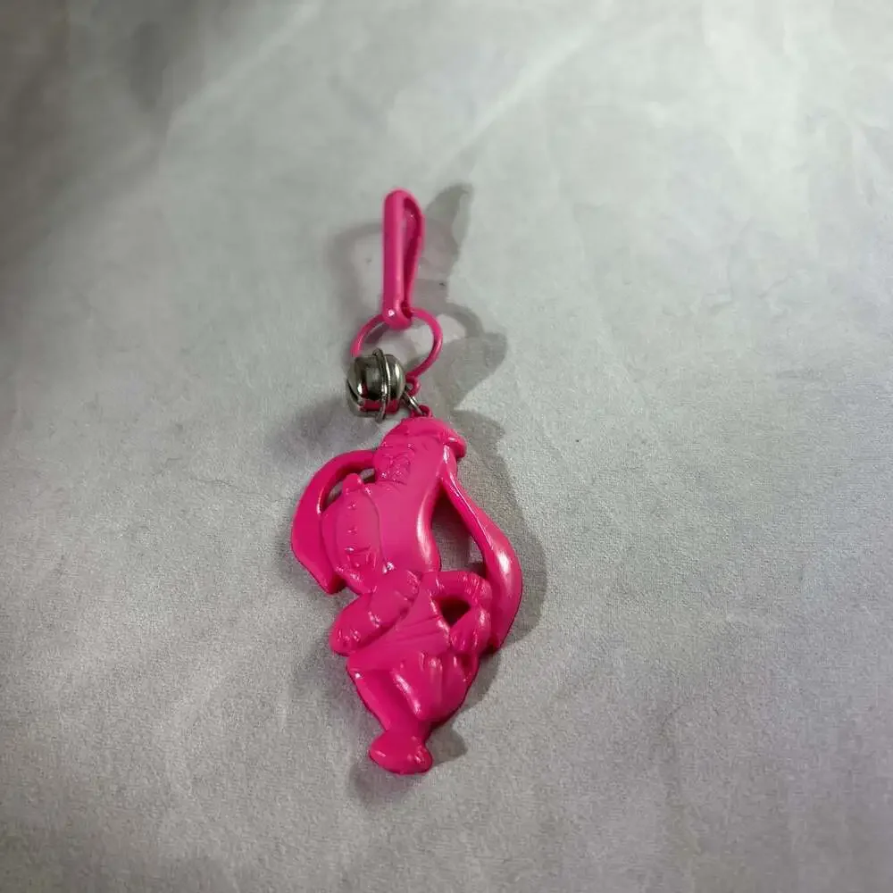 Vintage 1980 neon pink dog bell charm